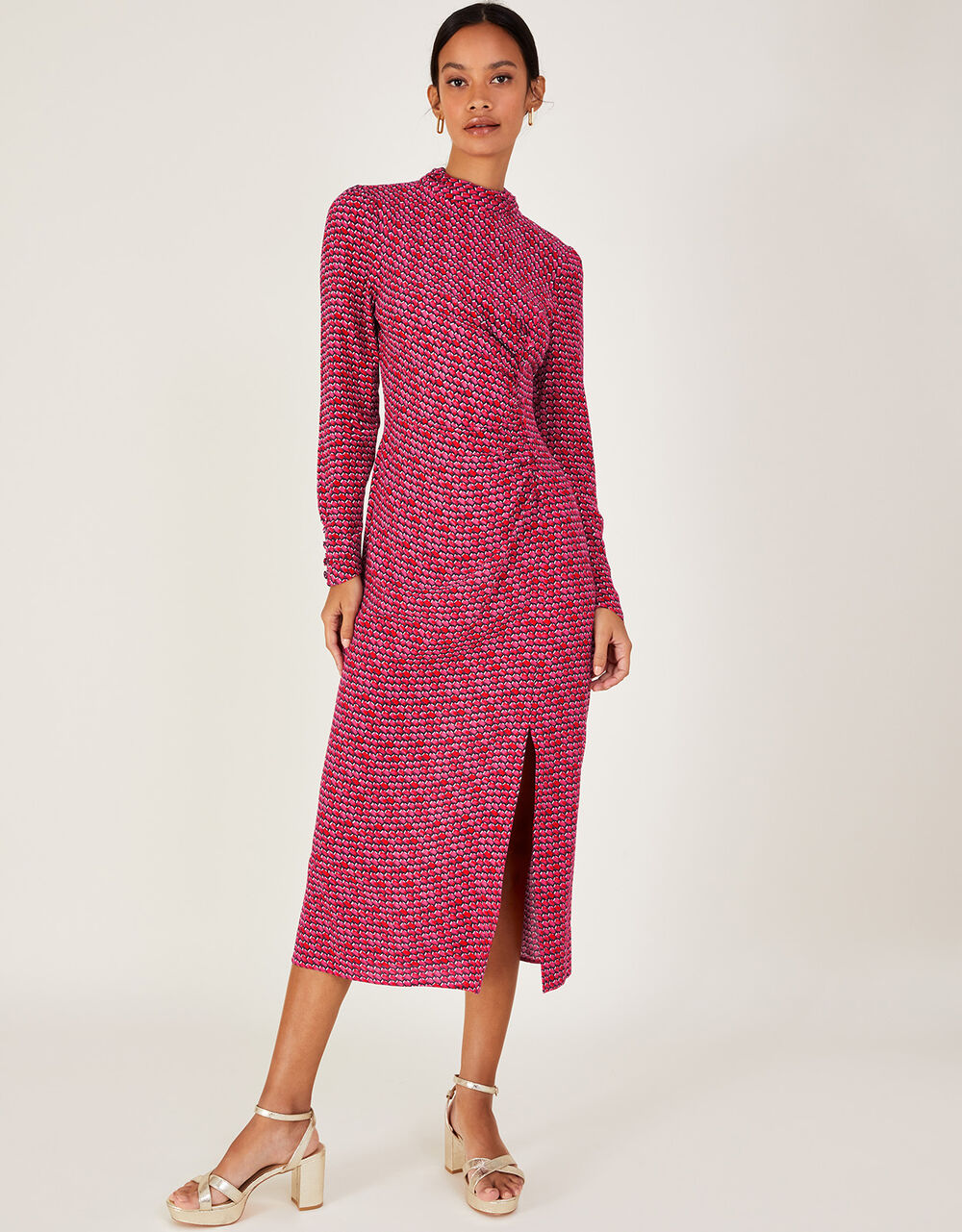 Signy Geometric Print Midi Dress Red | Day Dresses | Monsoon UK.