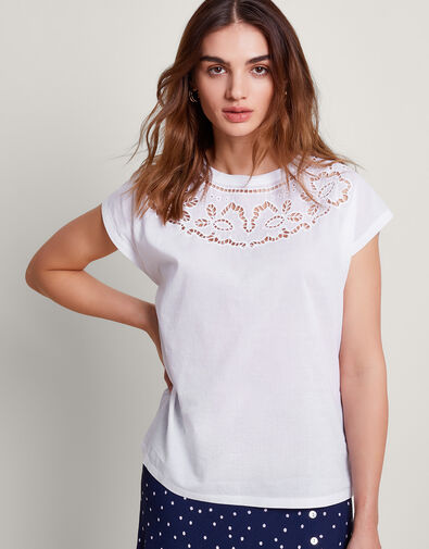 Garcia Cutwork T-Shirt, White (WHITE), large