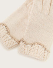 Sparkle Trim Gloves, Camel (BEIGE), large