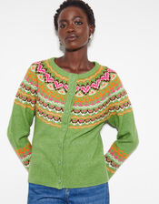 Fern Fair Isle Cardigan, Green (GREEN), large