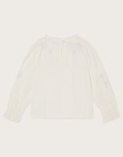 Embroidered Floral Top, Ivory (IVORY), large