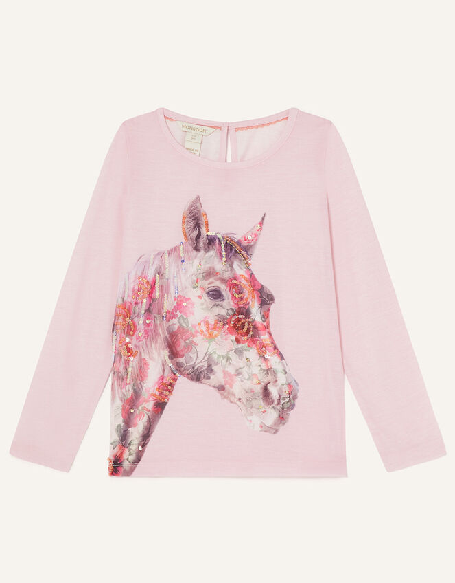 Long Sleeve Horse Head T-Shirt Pink