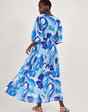 Swirl Print Maxi Dress, Blue (BLUE), large