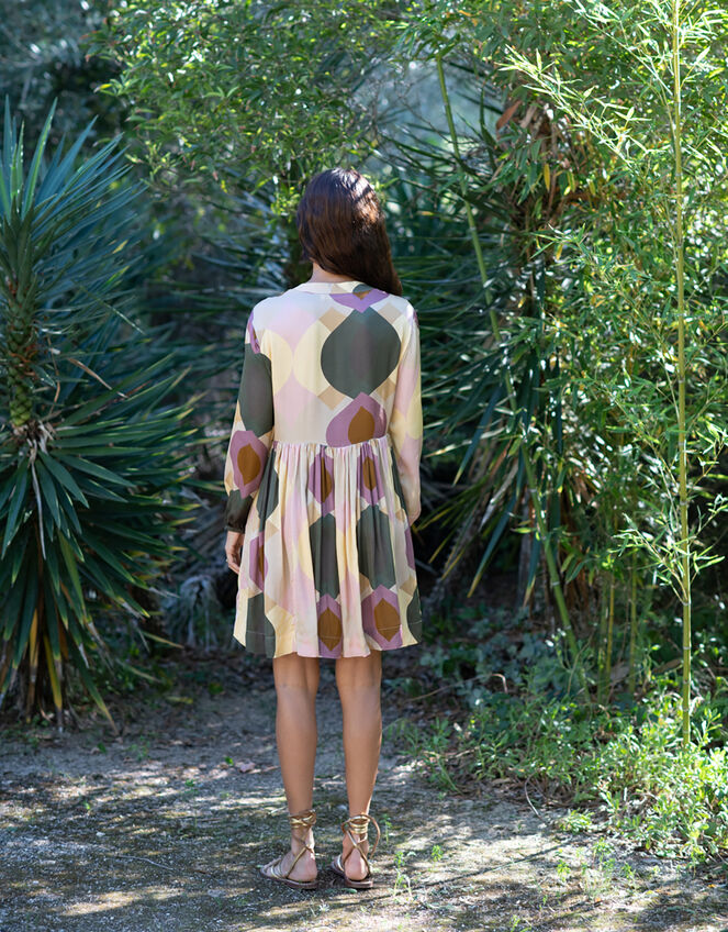 Lyrical Sisters Jazz Geometric Print Short Dress, Multi (MULTI), large