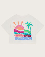 Cropped Surf's Up T-Shirt, White (WHITE), large