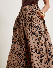 Raife Leopard Print Skirt, Natural (NATURAL), large