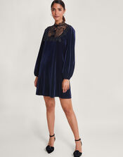 Bess Velvet Lace Dress, Blue (MIDNIGHT), large