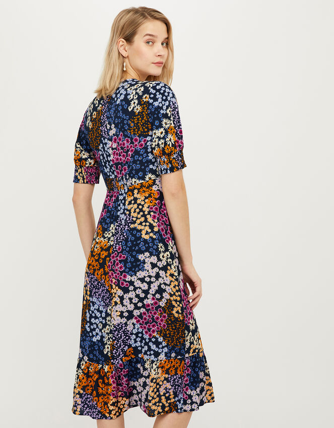 Belle Floral Midi Dress with LENZING™ ECOVERO™, Blue (NAVY), large