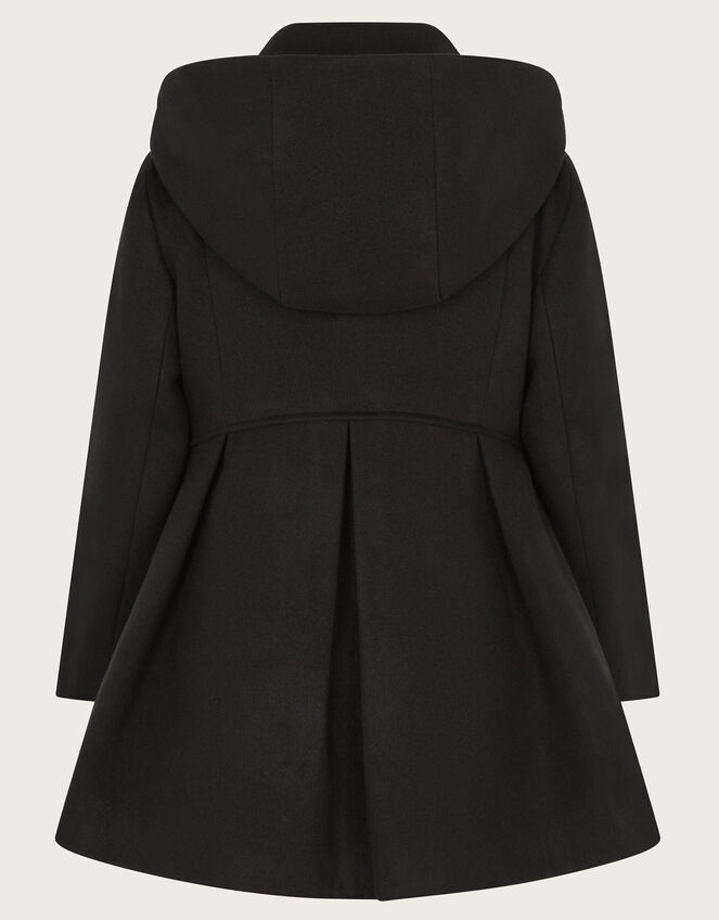 Pleat Swing Hooded Coat, Black (BLACK), large