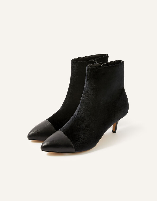 Velvet Kitten Heel Ankle Boots Black | Women's Shoes | Monsoon UK.