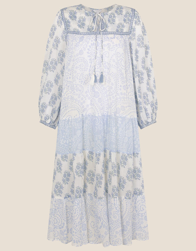 Whitley Heritage Tiered Dress in Organic Cotton Blue