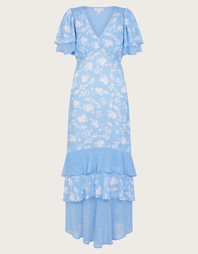 Simone Tiered Ruffle Dress, Blue (BLUE), large