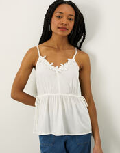 Flower Trim Cami Top in LENZING™ ECOVERO™, White (WHITE), large