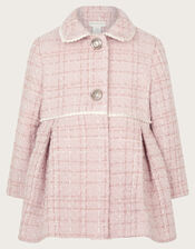 Baby Tweed Collared Coat, Pink (PALE PINK), large