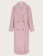 Ophelia Double-Breasted Boucle Coat, Pink (PINK), large