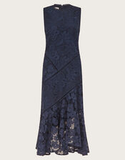 Gianna Sleeveless Lace Midi Dress, Blue (NAVY), large