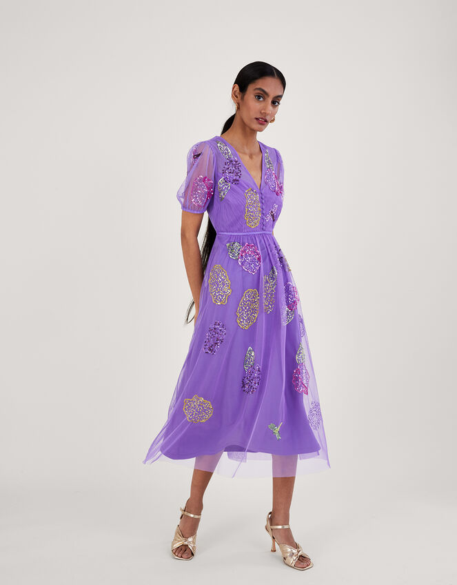 Diana Embellished Tea Dress, Purple (LILAC), large