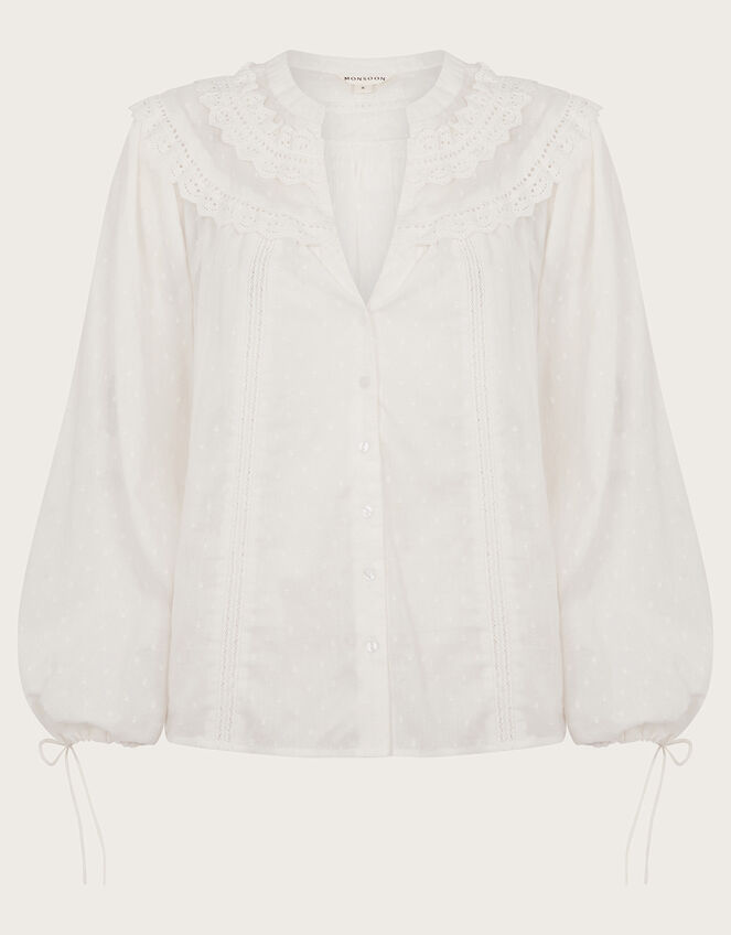 Nyla Scallop Lace Blouse, Ivory (IVORY), large