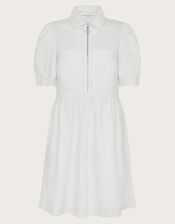 Adeena Denim Mini Dress, Natural (ECRU), large