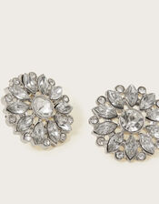 Crystal Flower Stud Earrings, , large