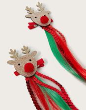 2-Pack Reindeer Faux Hair Clips, , large