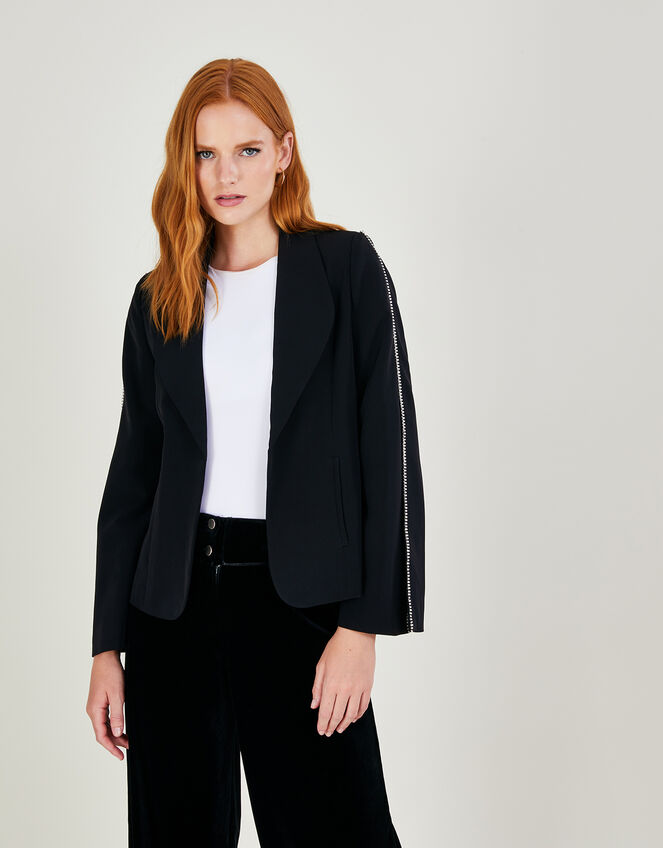 Tori Cape Trimmed Jacket with Recycled Polyester Black