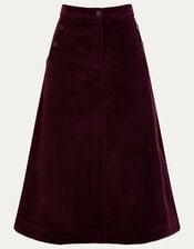 Cord Midi Skirt, Purple (PLUM), large