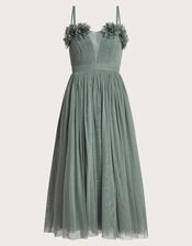 Amber Corsage Midi Dress, Green (SAGE), large