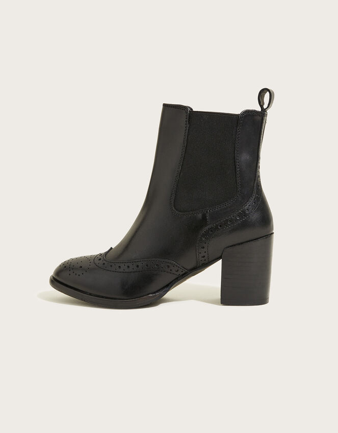Classic Leather Heeled Brogue Boots Black | Women's Shoes | Monsoon UK.