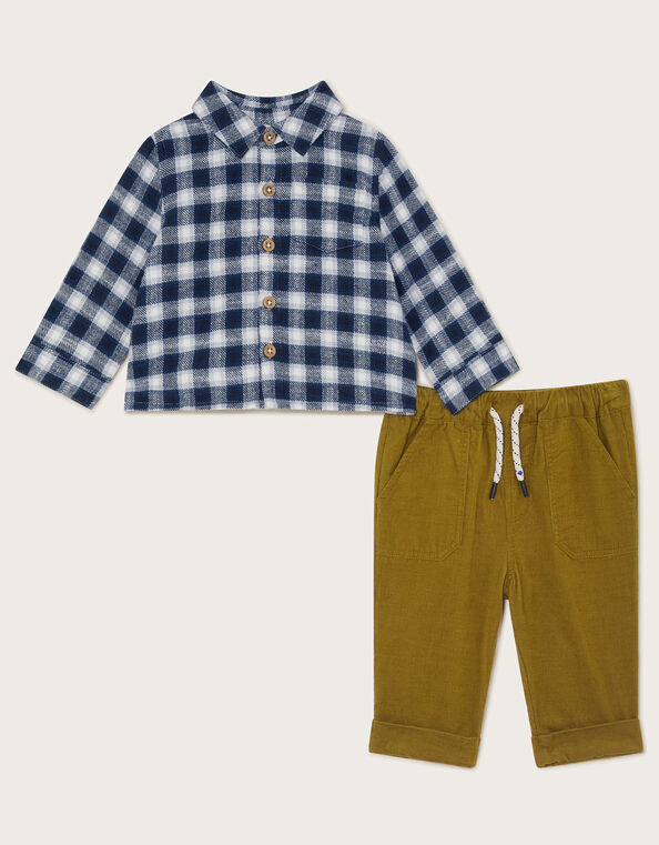 Check Shirt and Cord Trousers Set, Multi (MULTI), large