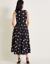 Sicily Spot Print Dress, Black (BLACK), large