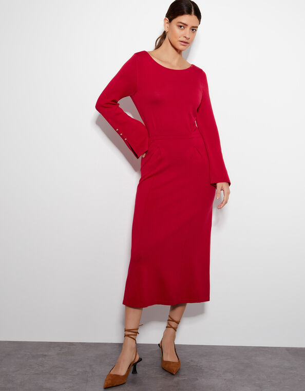 Sal Slash Knit Dress, Red (RED), large
