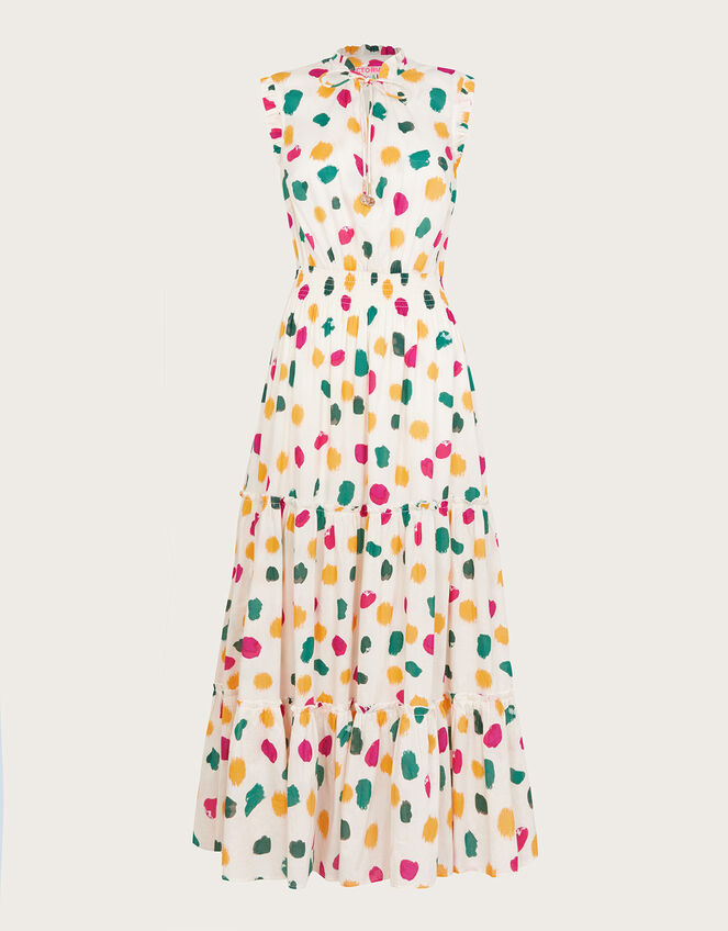 La Galeria Elefante Print Tiered Maxi Dress, Ivory (IVORY), large
