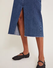 Sasha Split Denim Skirt, Blue (DENIM BLUE), large