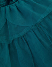 Gulia Velour Tulle Dress, Teal (TEAL), large