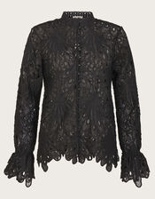 Cybil Lace Blouse, Black (BLACK), large