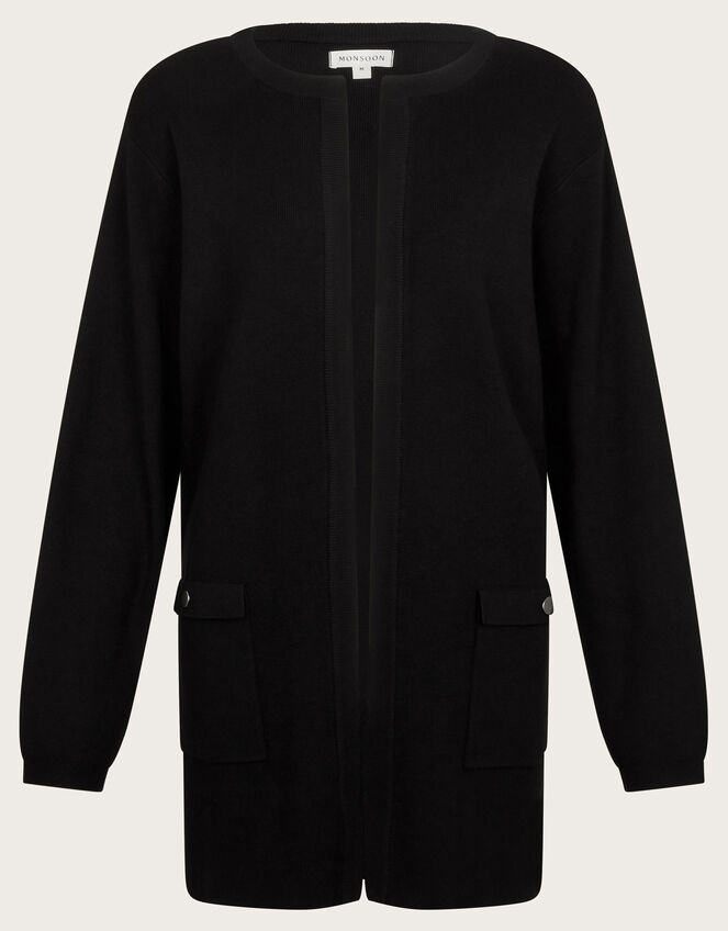 Penny Open Front Pocket Cardigan, Black (BLACK), large