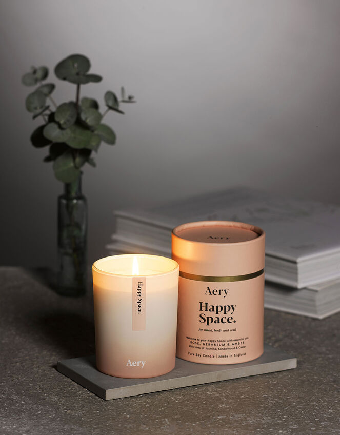 Aery Happy Space Rose Geranium & Amber Candle 200g, , large