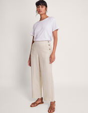 Parker Linen Crop Trousers, Natural (NATURAL), large