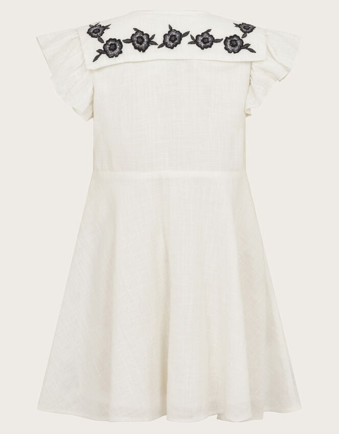 Embroidered Square Collar Dress, White (WHITE), large