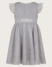 Baby Penelope Tulle Sparkle Belt Dress, Grey (GREY), large