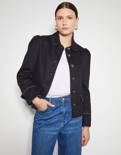 Jaz Short Single Breasted Jacket , Black (BLACK), large