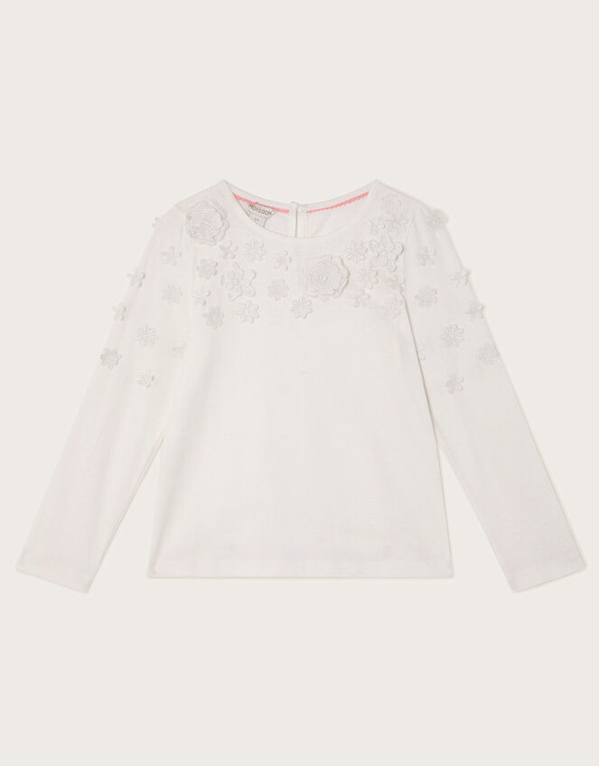 3D Floral Long Sleeve Top, Ivory (IVORY), large