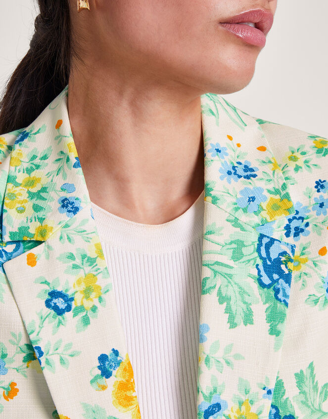 Zimira Floral Print Blazer, Ivory (IVORY), large