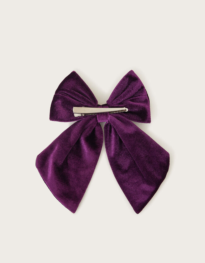 Velvet Bow Hair Clip, Purple (PURPLE), large