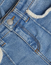 Pearl Pocket Seam Detail Jeans , Blue (BLUE), large