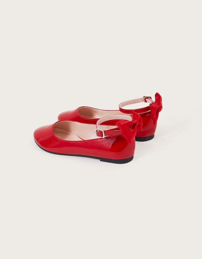 Patent Bow Ballerina Flats, Red (RED), large
