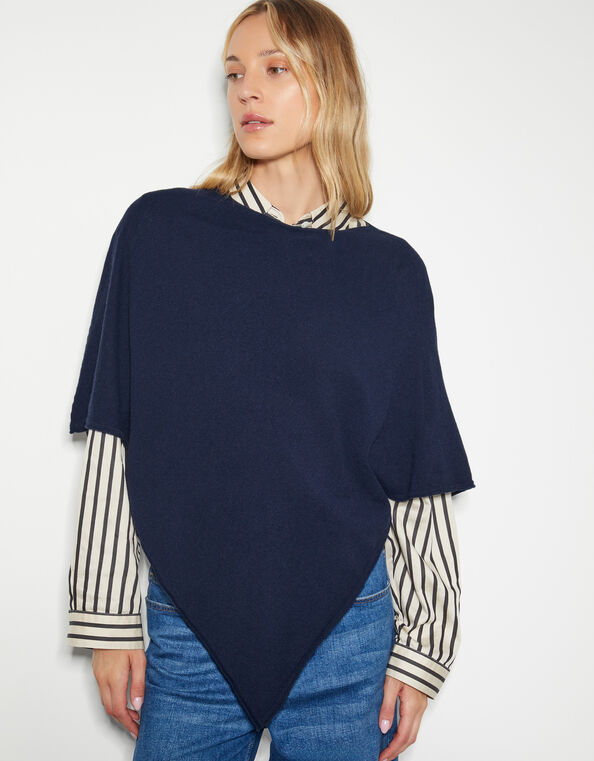 Carly Poncho, Blue (NAVY), large