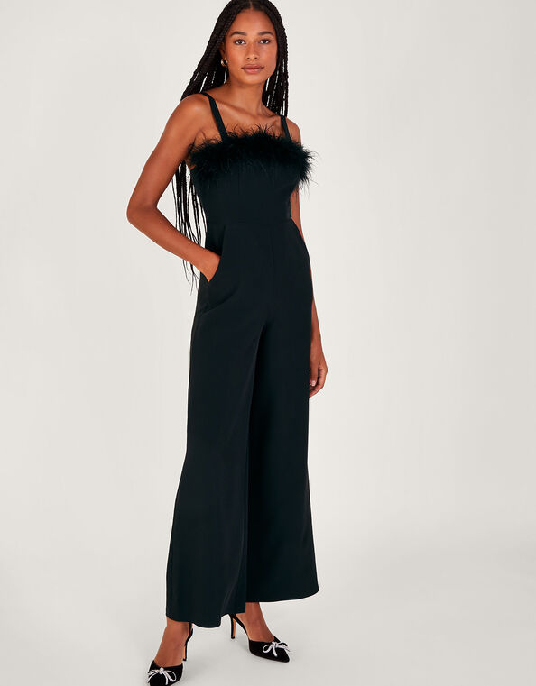 Eva Feather Jumpsuit, Black (BLACK), large