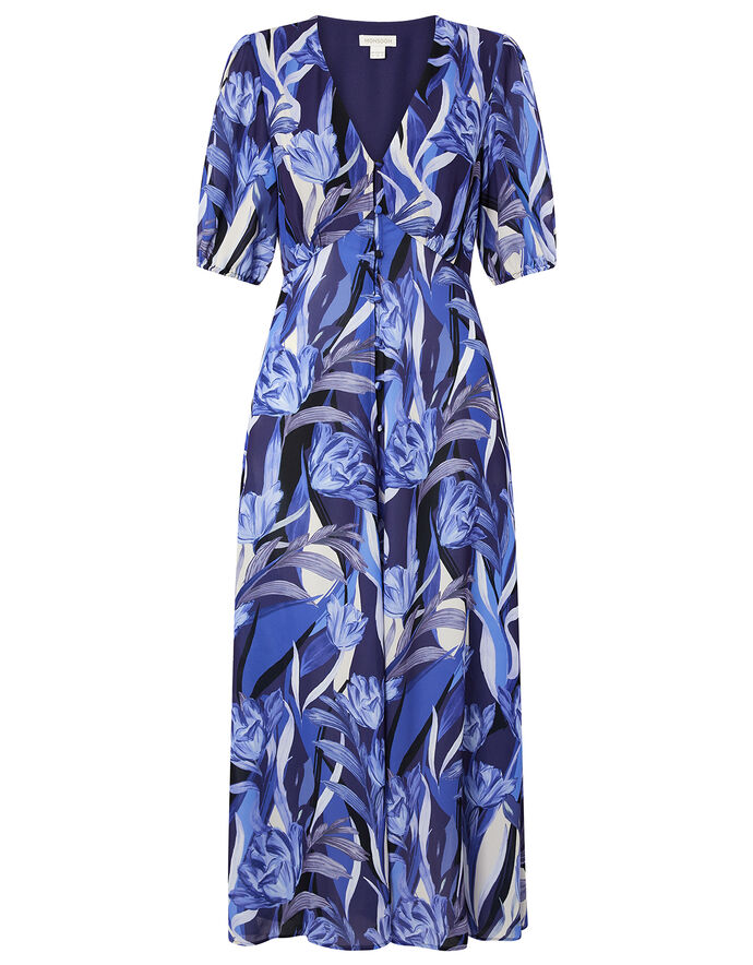 Tally Tulip Satin Tea Dress Blue | Dresses | Monsoon UK.